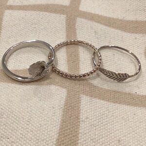 Trio of Sterling Silver Rings, size 6